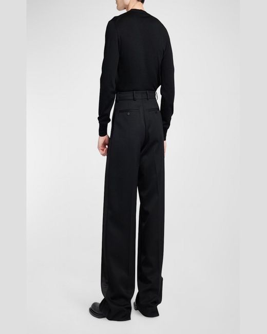 Alexander McQueen Black 2-pleat Baggy Wool Trousers for men