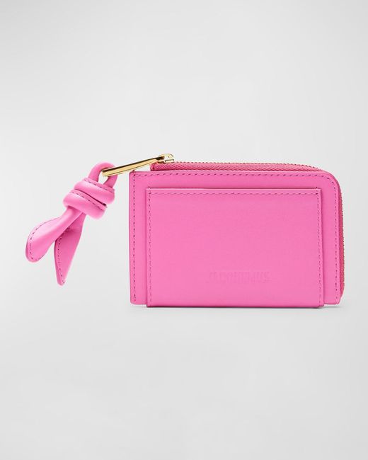 Jacquemus Pink Le Porte Zip Leather Wallet