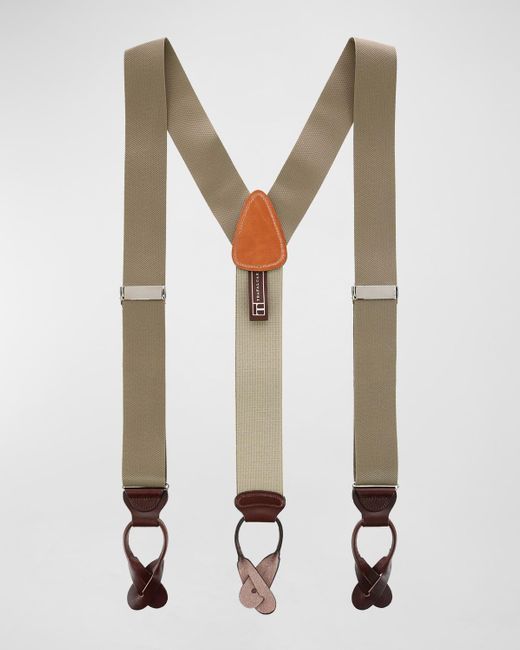 Trafalgar White Hudson Textured Silk Suspender Braces for men