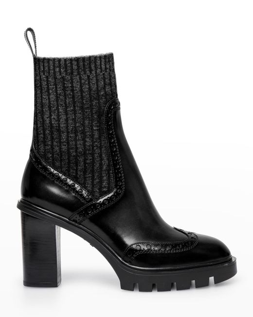 Santoni Ferric Wing-tip Sock Booties in Black | Lyst