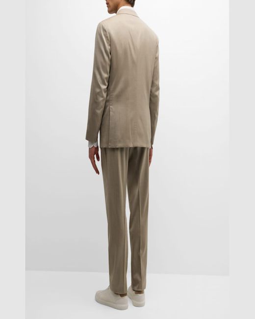 Isaia Natural Wool-Silk Herringbone Suit for men