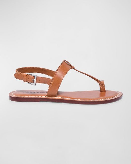 Bernardo Brown Calfskin T-strap Slingback Sandals
