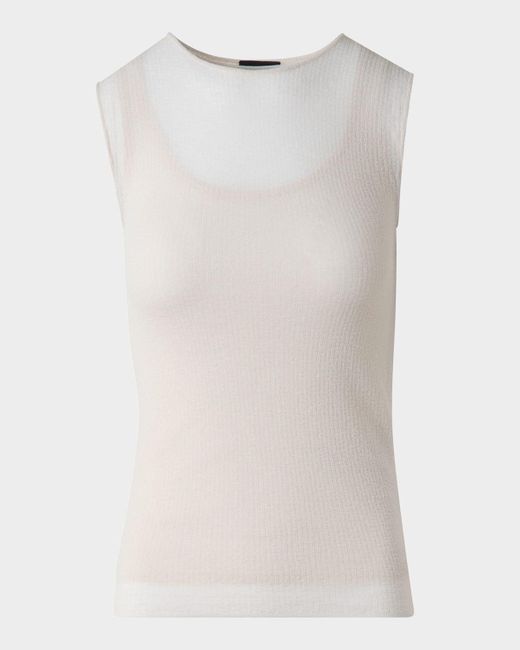 Akris Natural Structured Double-Layer Cotton Blend Knit Top