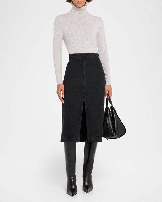 Neiman Marcus White Cashmere Basic Turtleneck Top