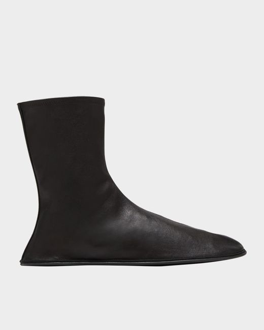 The Row Black Leather Mid Sock Boots