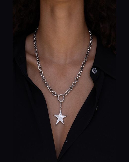 Sheryl Lowe White Star Pendant Cable Chain Necklace With Diamonds
