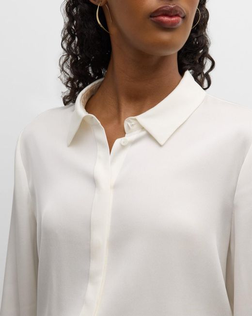 Kobi Halperin White Larissa Split-Cuff Button-Down Blouse