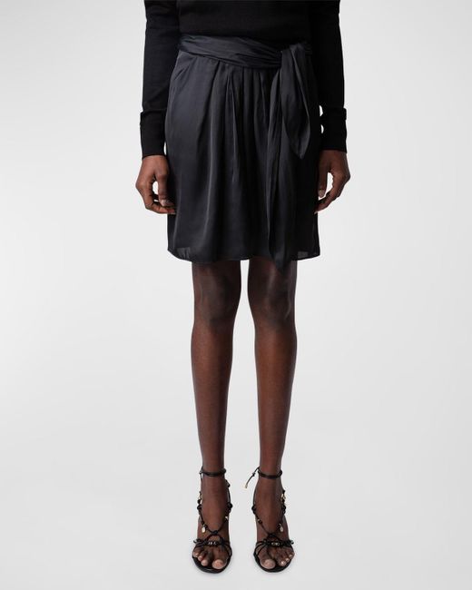 Zadig & Voltaire Black Joji Satin Mini Skirt