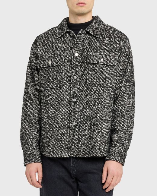 FRAME Gray Tweed Textured Overshirt for men