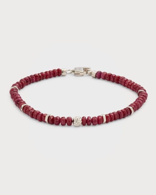 Tateossian Red Ruby Beaded Bracelet for men