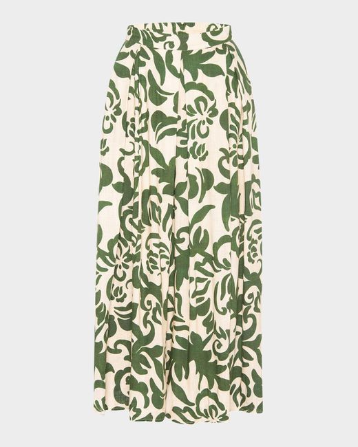 MISA Los Angles Green Aggie Pleated Midi Skirt