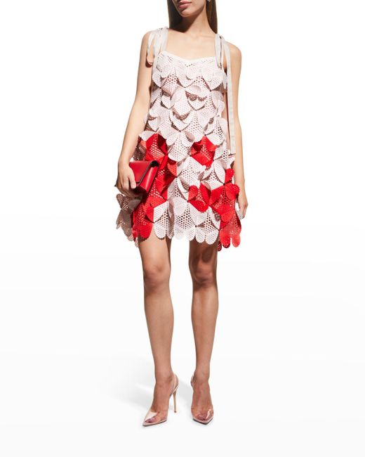 Paskal Red Heart-shaped Applique Mini Dress