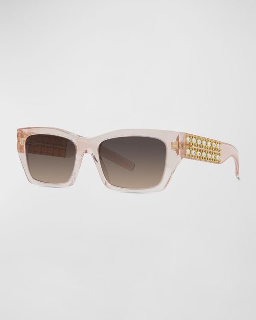 Givenchy Multicolor Plumeties Crystal & Acetate Rectangle Sunglasses