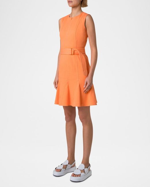 white christmas dresses Joanna Orange Denim Mini Dress – Get That Trend main image 0