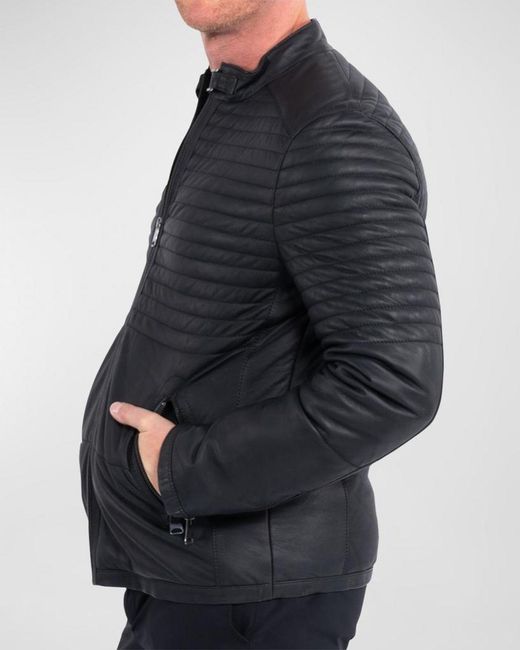 Maceoo Black Apos;S Matte Leather Moto Jacket for men