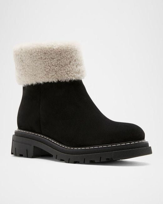 La Canadienne Black Dwayne Shearling-Lined Suede Booties