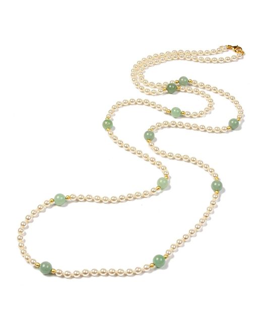 Ben-Amun White Hippie Bead & Pearly Long Necklace