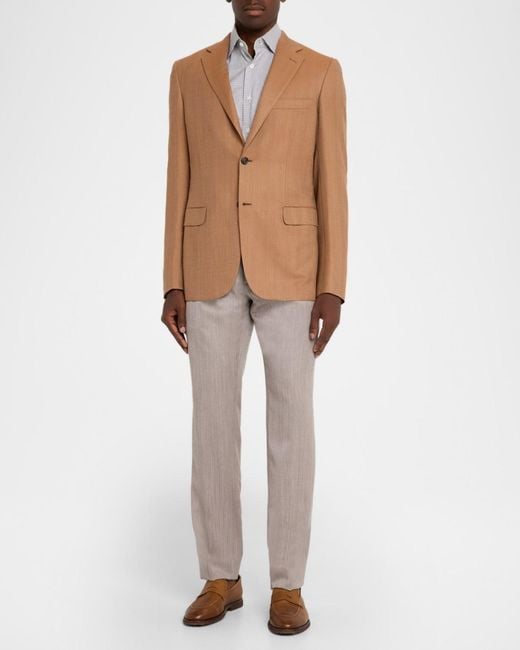 Brioni Brown Apos;S Single-Breasted Herringbone Blazer for men