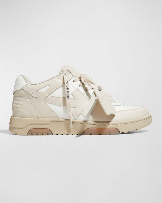 Off-White c/o Virgil Abloh Natural Out Of Office Leather Low-Top Sneakers for men