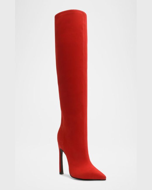 SCHUTZ SHOES Red Cate Curve Suede Stiletto Boots