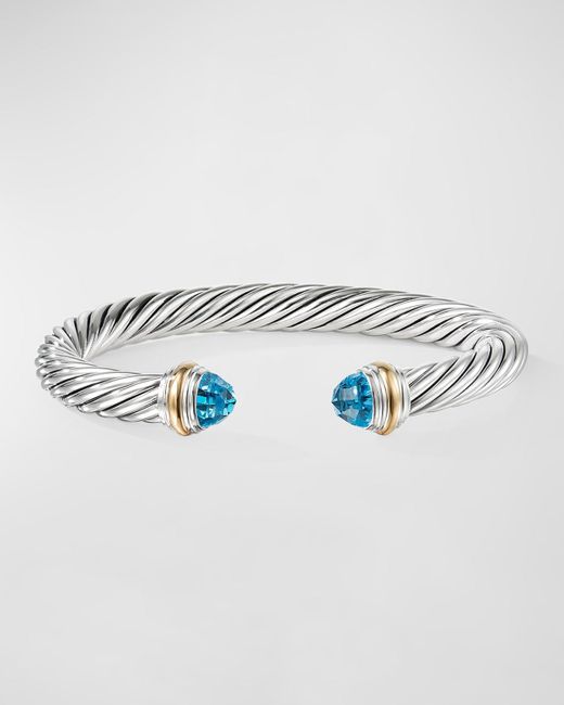 David Yurman Blue Cable Bracelet With Gemstone And 14K