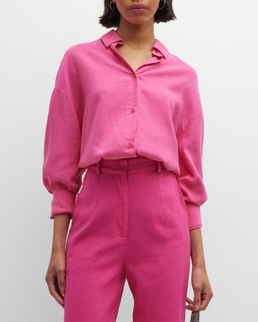 Grey/Ven Pink Reya Oversized Button-down Shirt
