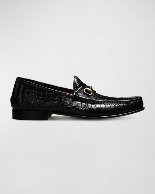Allen Edmonds Black Verona Ii Croc-effect Italian Bit Loafers for men