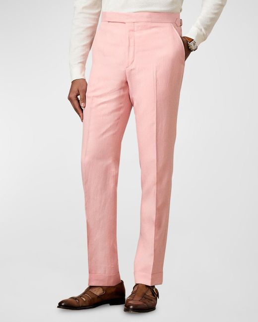 Ralph Lauren Purple Label Pink Gregory Luxe Tussah Silk And Linen Trousers for men