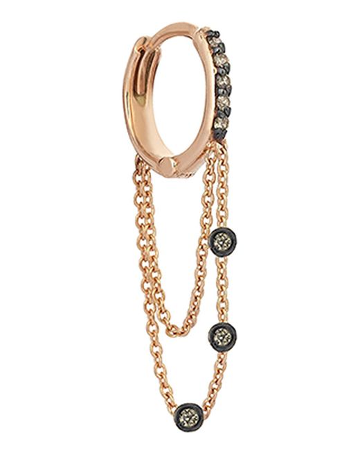Kismet by Milka Metallic Colors 14K Rose Triple-Chain Hoop Earring With Champagne Diamonds, Each