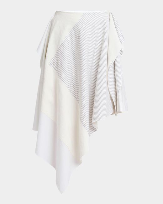 J.W. Anderson White Asymmetric Patchwork Midi Skirt