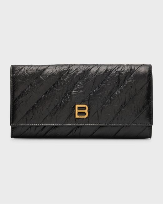 Balenciaga Black Crush Quilted Wallet On Chain