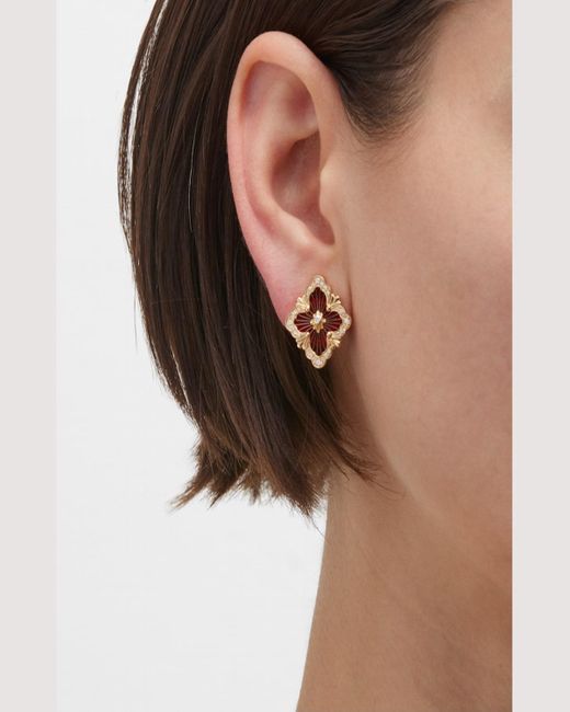 Buccellati Multicolor 18k Yellow Gold Opera Tulle Medium Red Diamond Earrings