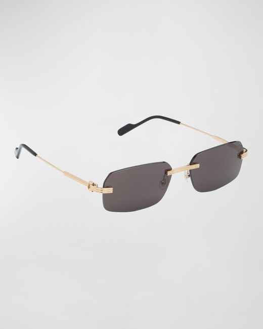 Cartier Metallic Rimless Metal Rectangle Sunglasses for men