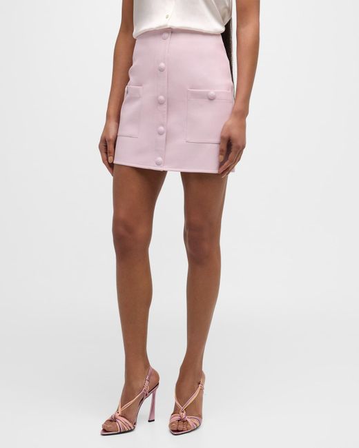 L'Agence Pink Truman Faux Leather Mini Skirt