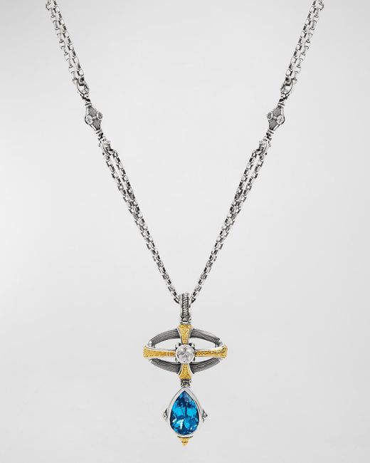 Konstantino White Delos Two-Tone Sapphire And Swiss Topaz Necklace
