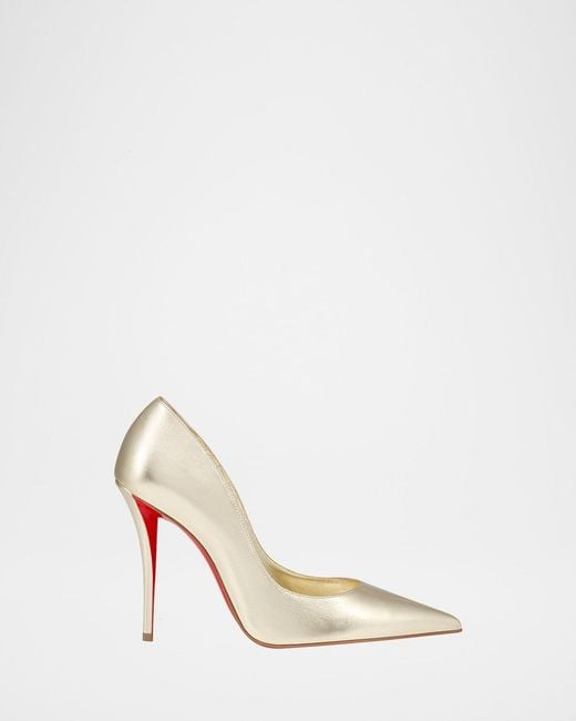 Christian Louboutin White 100Mm Miss Z Metallic Leather Pumps