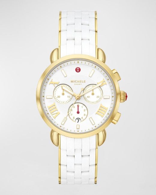 Michele Sporty Sport Sail Twotone Goldplated Watch With Silicone