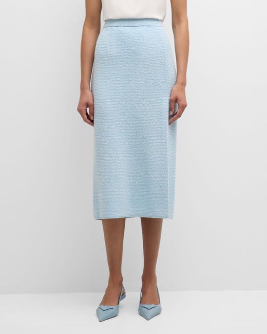 Misook Blue Straight Tweed Knit Midi Skirt
