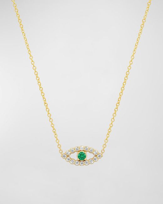 Jennifer Meyer Metallic Evil Eye Necklace With Emerald And Diamonds