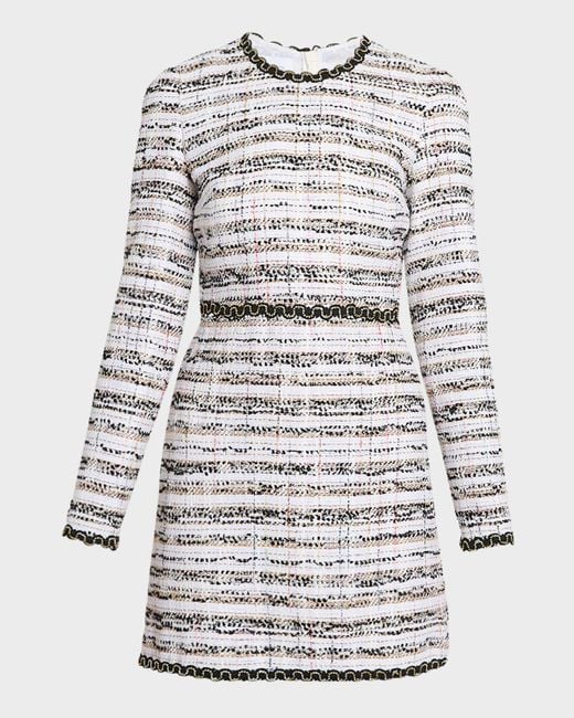 Giambattista Valli Gray Metallic Tweed Long-Sleeve Mini Dress
