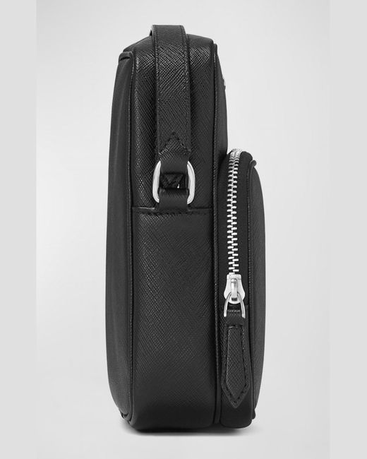 Montblanc Black Sartorial Nano Saffiano Leather Messenger Bag for men
