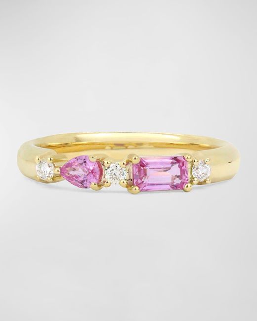 Stevie Wren Pink 14k Gold Sapphire And Diamond Band Ring