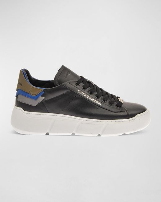 CoSTUME NATIONAL Black Leather Low-top Logo Sneakers for men
