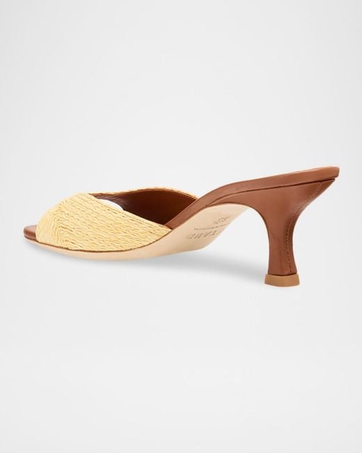 Staud Multicolor Brigitte Raffia Kitten-Heel Mules