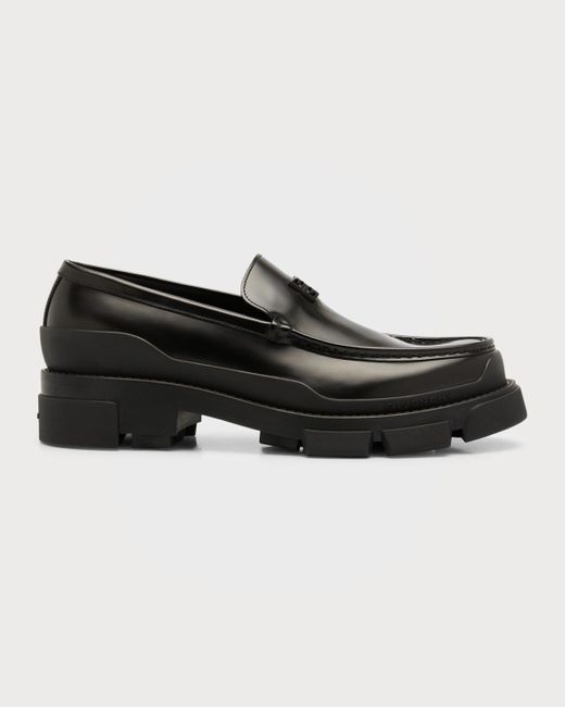 Givenchy Black Terra Tonal 4G Chunky Leather Loafers for men
