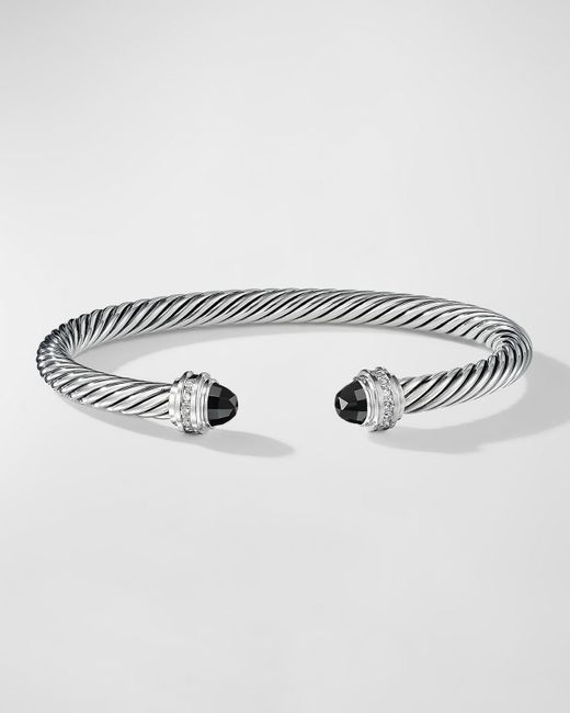 David Yurman Metallic Cable Bracelet With Gemstones And Diamonds In Silver, 5mm