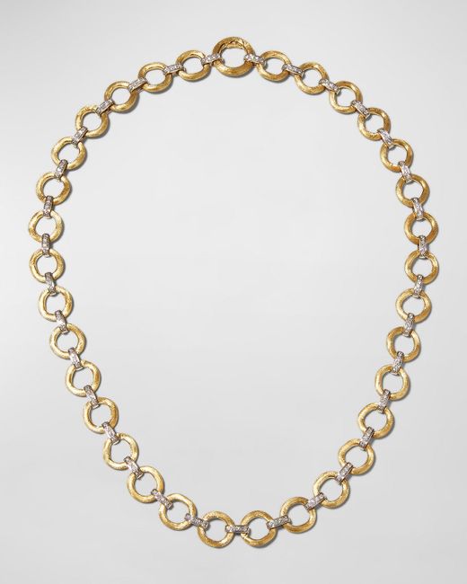 Marco Bicego Metallic Jaipur Link 18k Yellow & White Gold Flat-link Diamond Necklace
