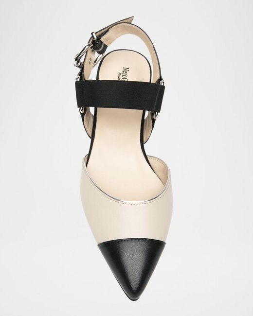 Nero Giardini Multicolor Bicolor Cap-Toe Slingback Flats