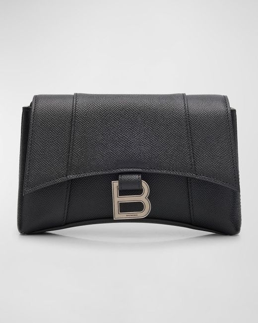 Balenciaga Black Downtown B-Logo Leather Crossbody Bag for men