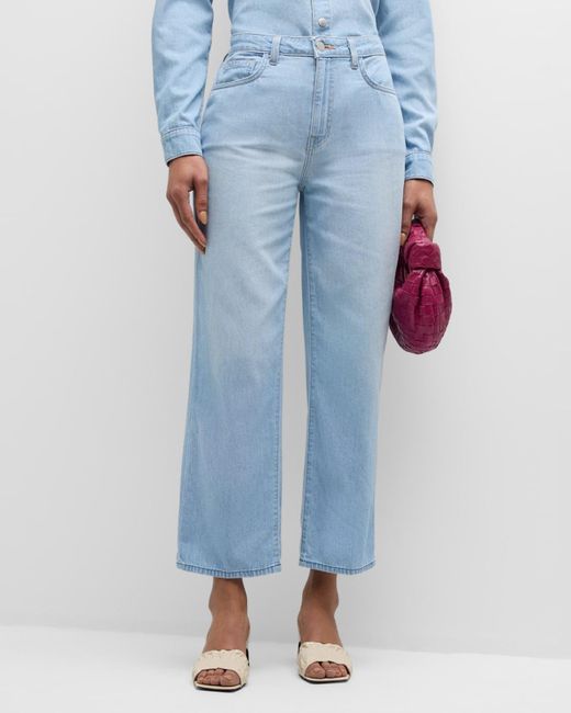 L'Agence Blue June Ultra High-Rise Crop Stovepipe Jeans